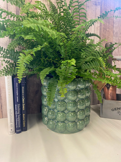 Green Plant Pot - Flower Indoor Ceramic Bubble Retro Holders Pots 20cm