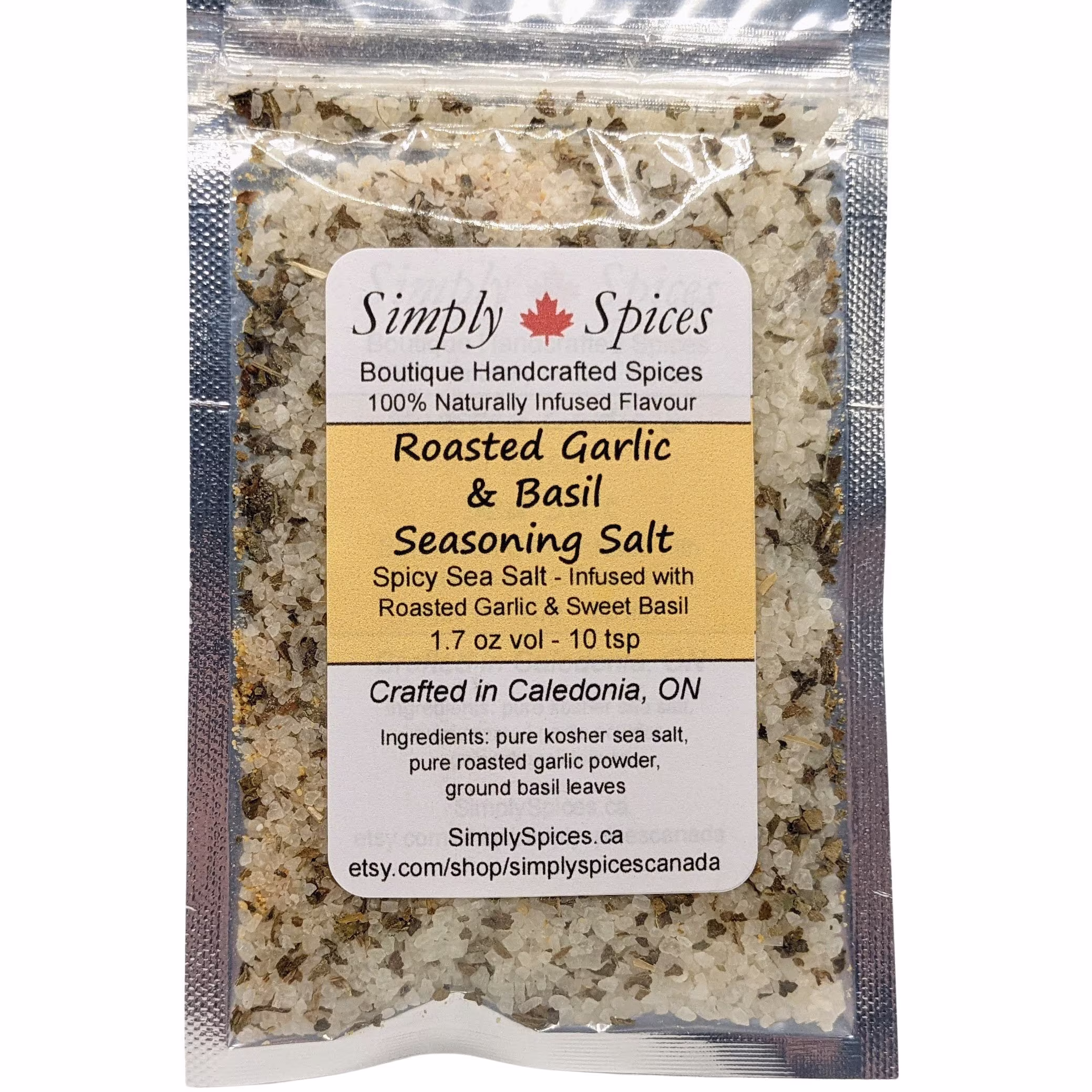 Roasted Garlic & Basil Gourmet Sea Salt | All-Natural Flavoured Seasoning Salts