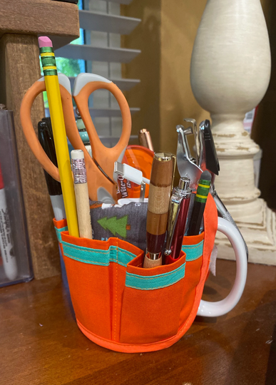 Coffee Mug Organizer, Sewing Tool Storage, Office Desk Supply, Camper Decor, Multi Pocket Cover, Teacher Gift