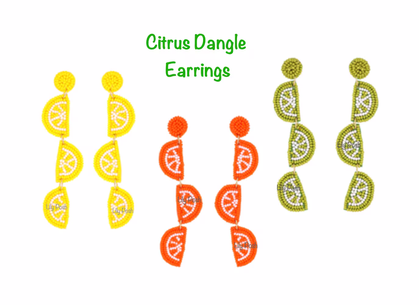 Lemon Earring, Seed Bead Statement Embellished Sequin Fruit