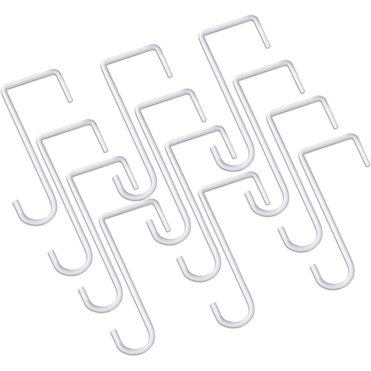 12 x Vinyl Fence Hooks, 2 x 6" (~5.2 x 15.2cm) Patio Hooks, White Powder Coated Steel Fence Hooks for hanging plants, lights, pool equipment.