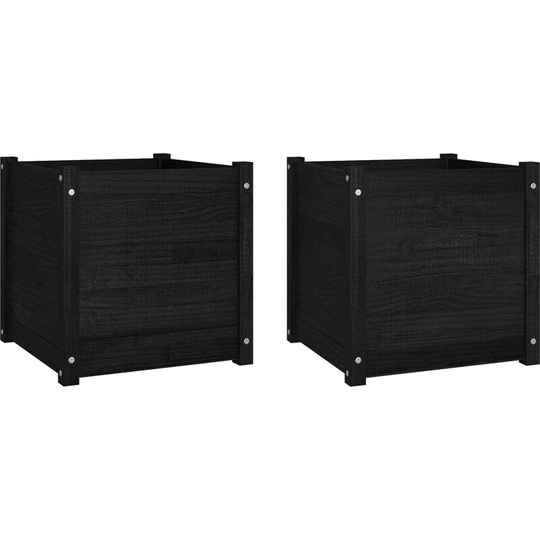 Vidaxl - Garden Planters 2 pcs Black 50x50x50 cm Solid Pinewood Black