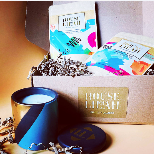 Curiosity Gift Set Concrete Soy Candle And Two X Tea