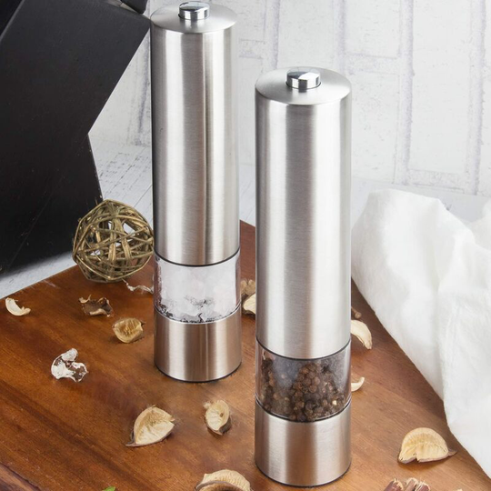 2pcs Electric Salt and Pepper Grinder Mills Stainless Pepper Grinder Automatic Salt and Pepper Grinder Stainless Steel