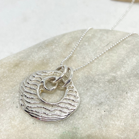 Organic Silver Chunky Pendent | Sea Glass Recycled