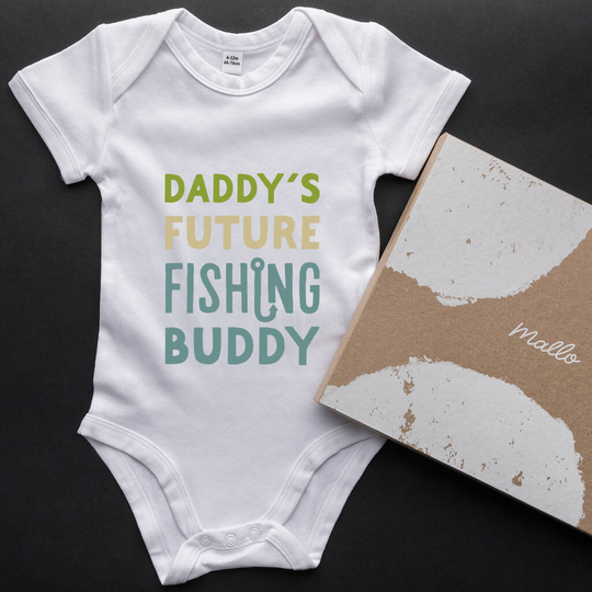 Organic Cotton Daddy's Future Fishing Buddy Baby Grow