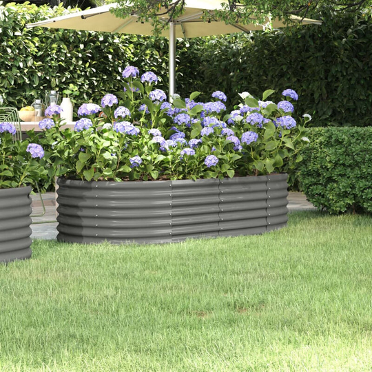 Asupermall - Garden Planter Powder-coated Steel 152x80x36 cm Grey