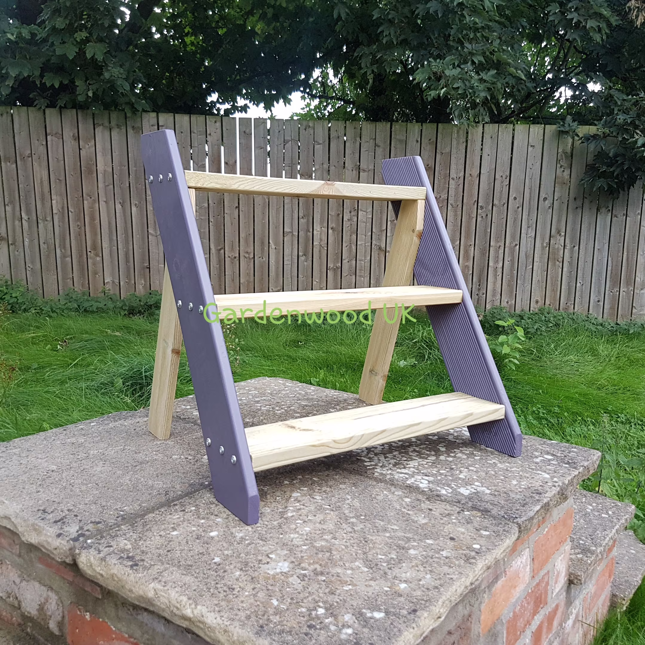 Handmade Wooden Garden Flower Pot Ladder Stand. 3 Tier Step Ladder, Tiered Plant Stand, Shelf, Various Colours Available 640mm
