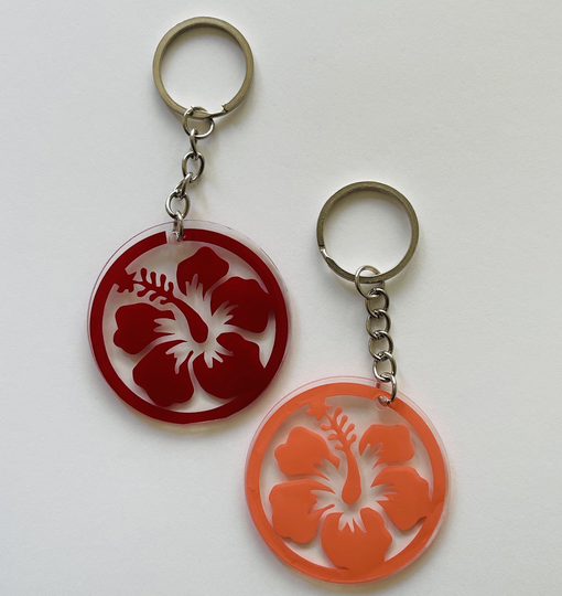 Hibiscus Tropical Flower Hawaii Aloha Resin Acrylic Keychains