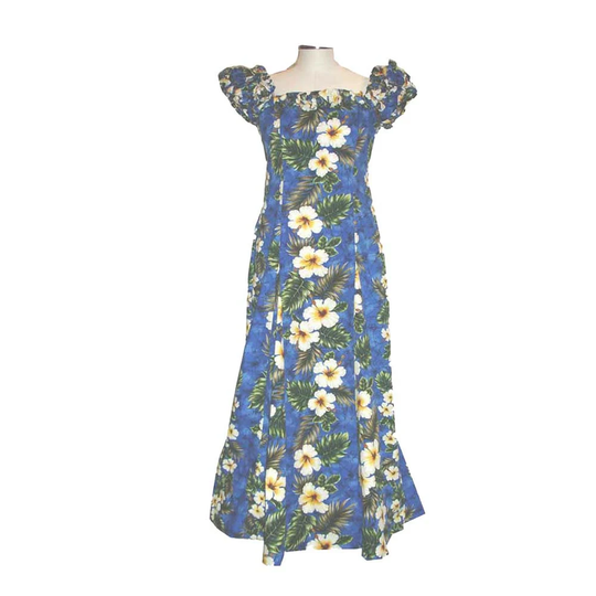 Wedding Dresses 100% Cotton Made in Hawaii | Muumuu Dress With Yellow Hibiscus Dance For Mother's Day