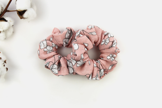 Scrunchies, Hair Ties Made From Self-Designed Powder-Colored Organic Gauze Fabric, Self-Sewn Accessories For Women