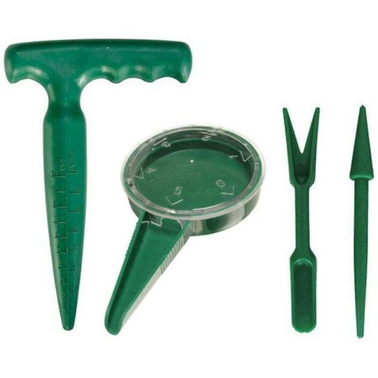 4 Pack Mini Garden Hand Tool Plant Sets - Garden Plant Flower Seed Dispenser,Seed Sower,Garden Seedlings Dibber and Widger for Garden Greenhouse