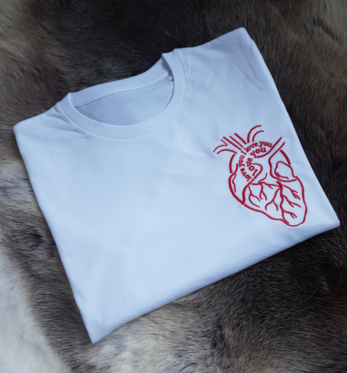 Anatomical Heart Embroidered Organic Unisex Tee