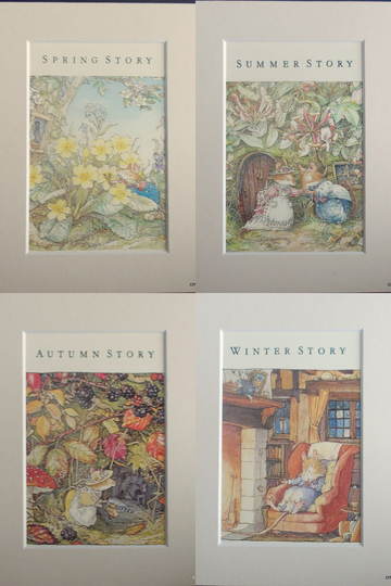 Brambly Hedge Four Seasons - Spring Summer Autumn Winter Four Mounted Prints 8" X 6