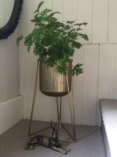 Large Beautiful Bronzed Gold Ribbed Planter Urn Inside Outside Use