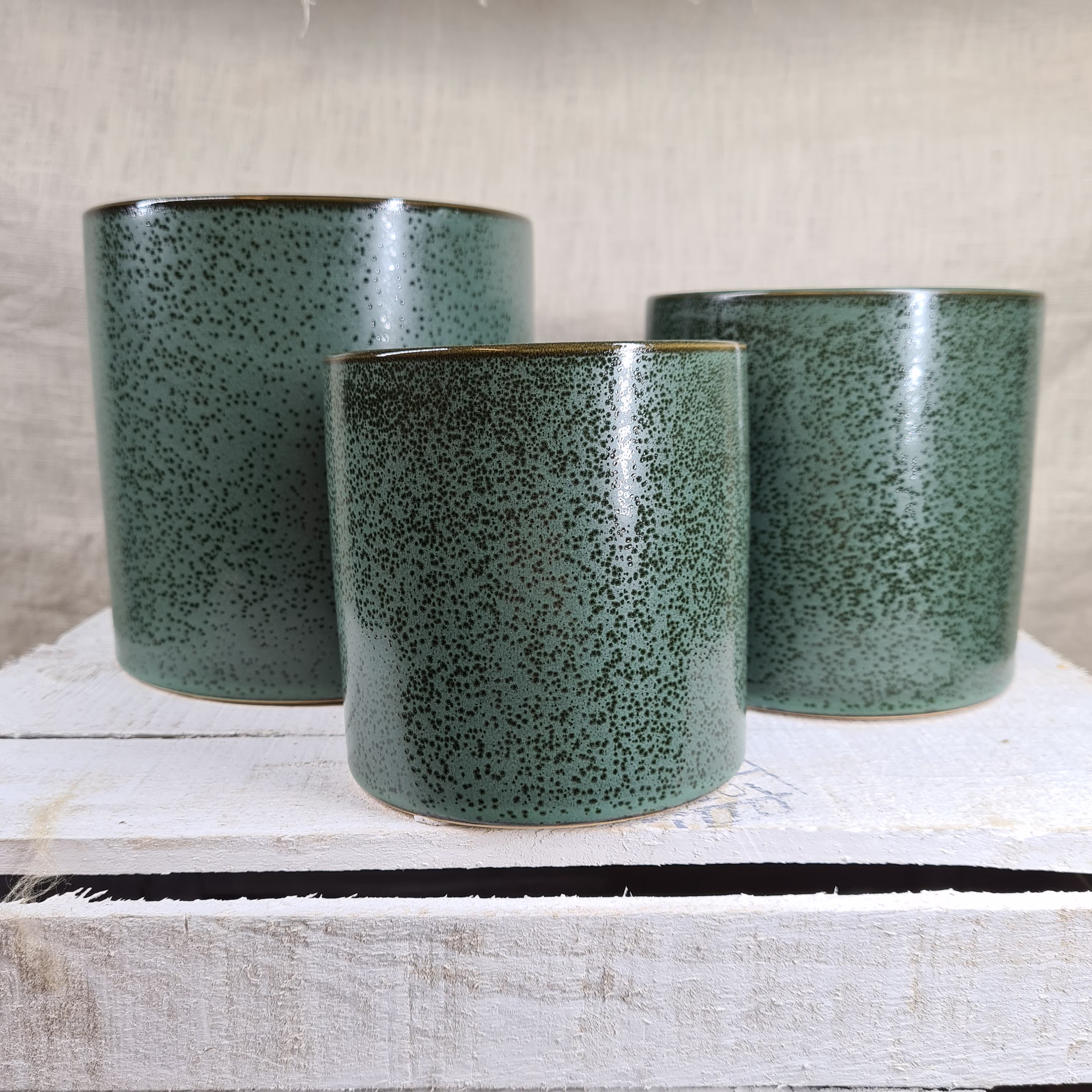 Green Mottled Ceramic Planter - 3 Sizes