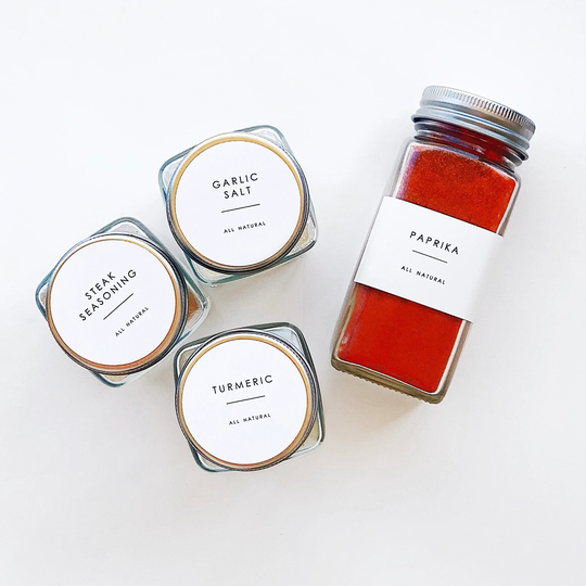 Spice Lid Labels | Minimalist | Water Resistant Label Customization Sticker For Pantry Organizing Modern Jar