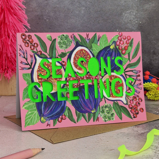 Season's Greetings Fig Papercut Christmas Card