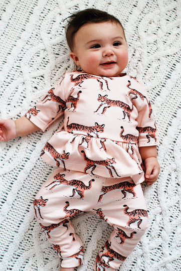 Tiger Baby Leggings // Organic Clothes Toddler/Kids Girl Clothing Pink Pants