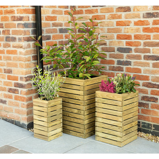 Forest - Contemporary Slatted Planter Set of 3