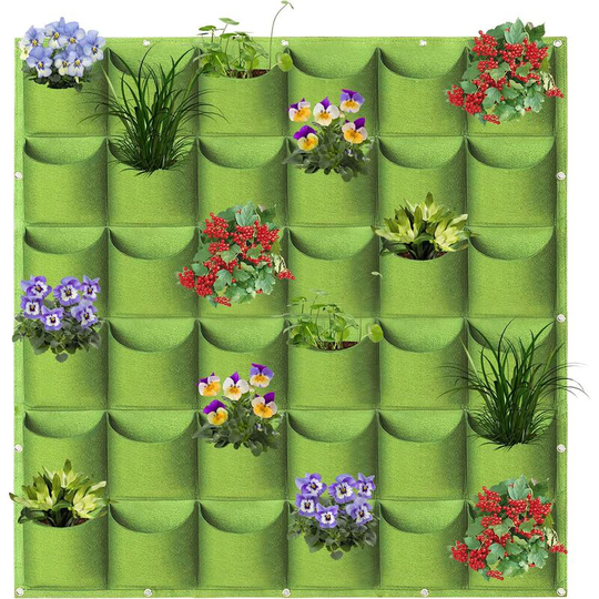 Litzee - 36 Pockets Hanging Planter Bags, Hanging Vertical Wall Mounted Plant Planting Grow Bags, Herb Garden Planter Outdoor Indoor Growing Bag,