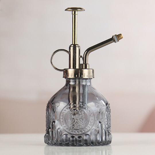 Plant Glass Watering Can High Watering Can Retro High Atomizing Nozzle Sealed Leak Proof for Garden Plants Flowers, Grey