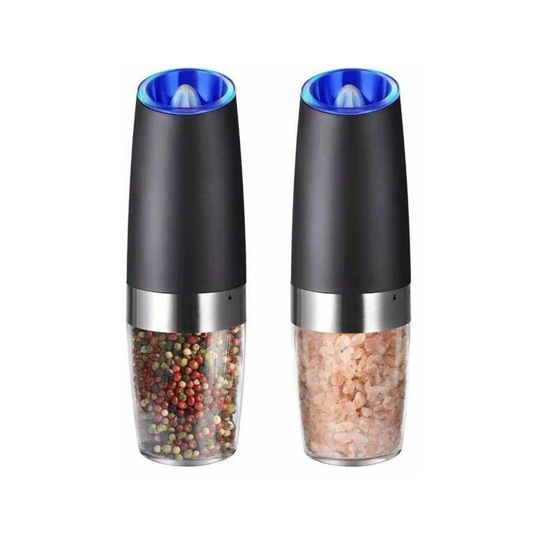 Benobbykids - Electric Pepper and Salt Grinder Set, Adjustable Coarseness, Battery Powered with led Light, One Hand Automatic Operation, Stainless