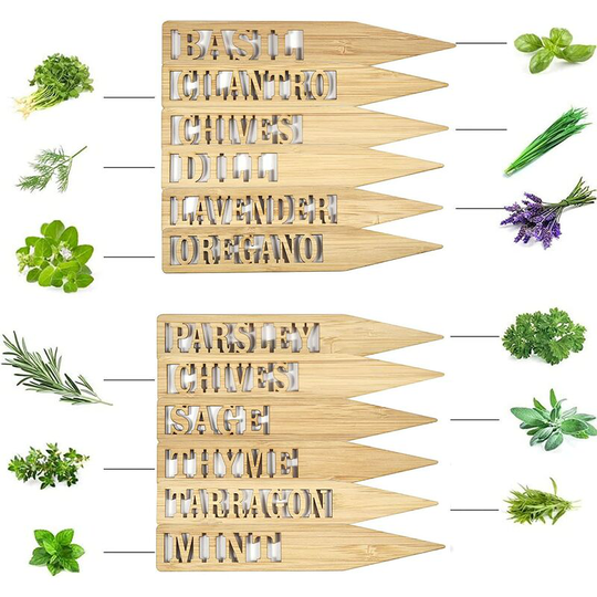 12 Pack Bamboo Plant Labels Plant Tags Garden Markers Natural Bamboo Weatherproof for Seeds Pot Herbs Flowers Vegetables