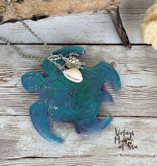 Teal Honu Turtle Resin Ornament, Hawaii Gift, Gift For Friend, Mother's Day, Memento, Beach Ornament