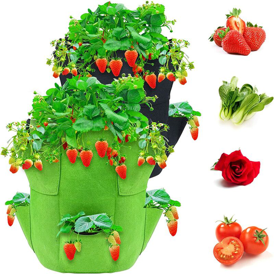 5 Pieces Plant Bag Aeration Fabric Pots Non-Woven Plant Bags Plant Growing Bags with Handles for Home Garden V8020C (37 Liters)