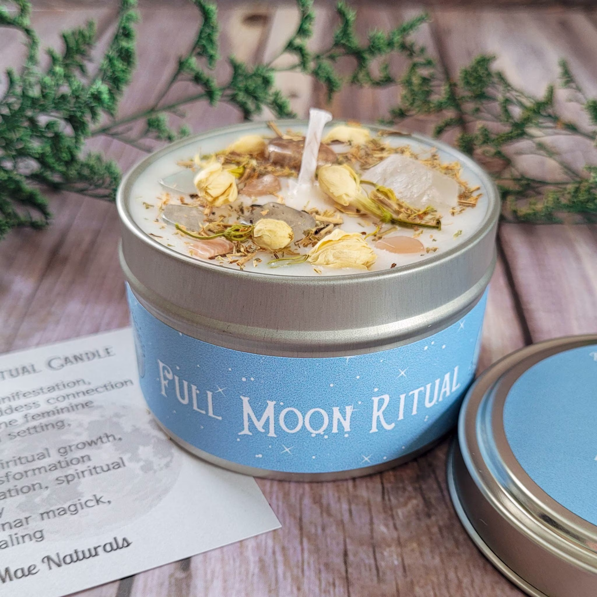Full Moon Candle | Ritual Crystal & Herb Candles Witchy