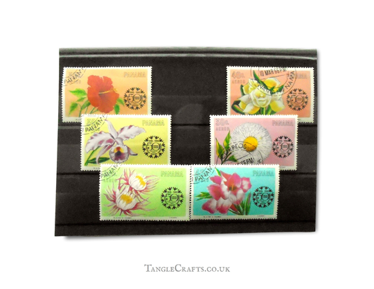 Large Floral Postage Stamp Set, Panama 1966 | Orchid Daisy Hibiscus Gladioli Topical Postal Stamps For Collection, Decoupage, Junk Journal
