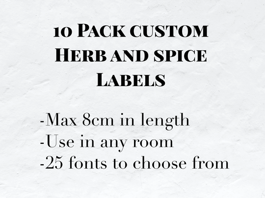 10 Pack Custom Herb & Spice Labels/Jar Pantry