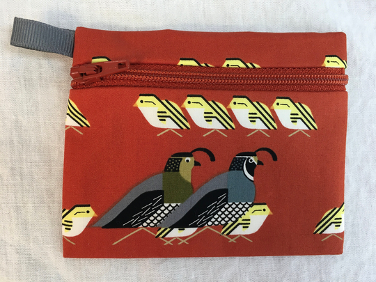 Organic Quail Flat Zipper Coin Purse, Credit Card Wallet, Earbud Pouch, Airpod Case