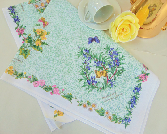 Royal Worcester Tea Towel Herbs Pattern 100% Cotton Unused Vintage Kitchen Linens