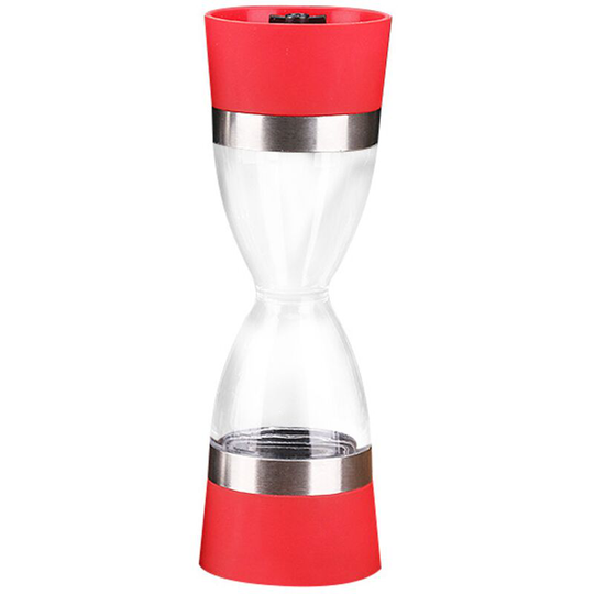 Salt and Pepper Grinder,Manual Stainless Steel Salt Pepper Mill 2 in 1- Refillable Spices Grinder Shakers red