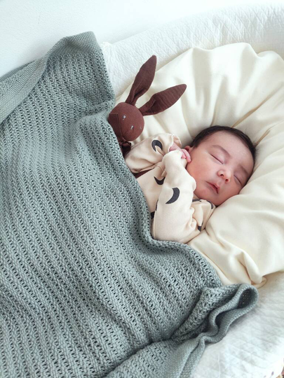 Organic Cotton Cellular Baby Blanket 'Powder Mist'