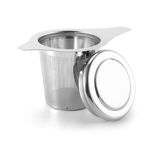 Universal Tea Infuser with Lid/Coaster - Fits Cups, Mugs, Teapots - Food Grade 304 Stainless Steel Filter - Large Capacity with Extra Fine Mesh