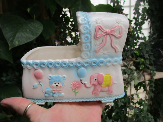 Rock A Bye Baby Bassinette Planter Music Box Nursery Relpo Japan