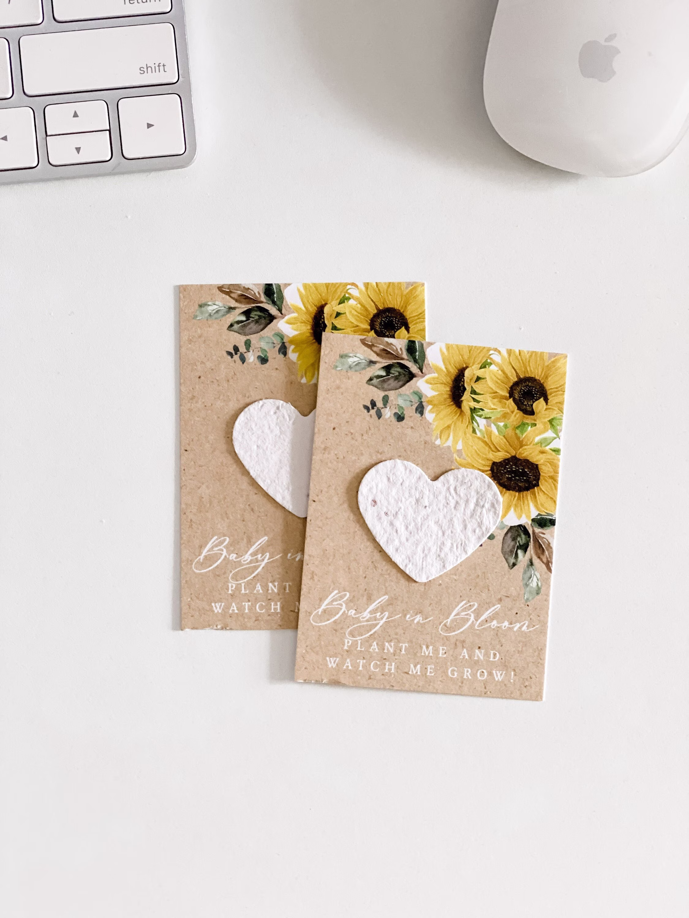 Grownotesâ„¢, Baby in Bloom Favor Cards, Seed Paper Sunflower Florals, Kraft, Plantable Favors, Shower, Wallet Size, #55