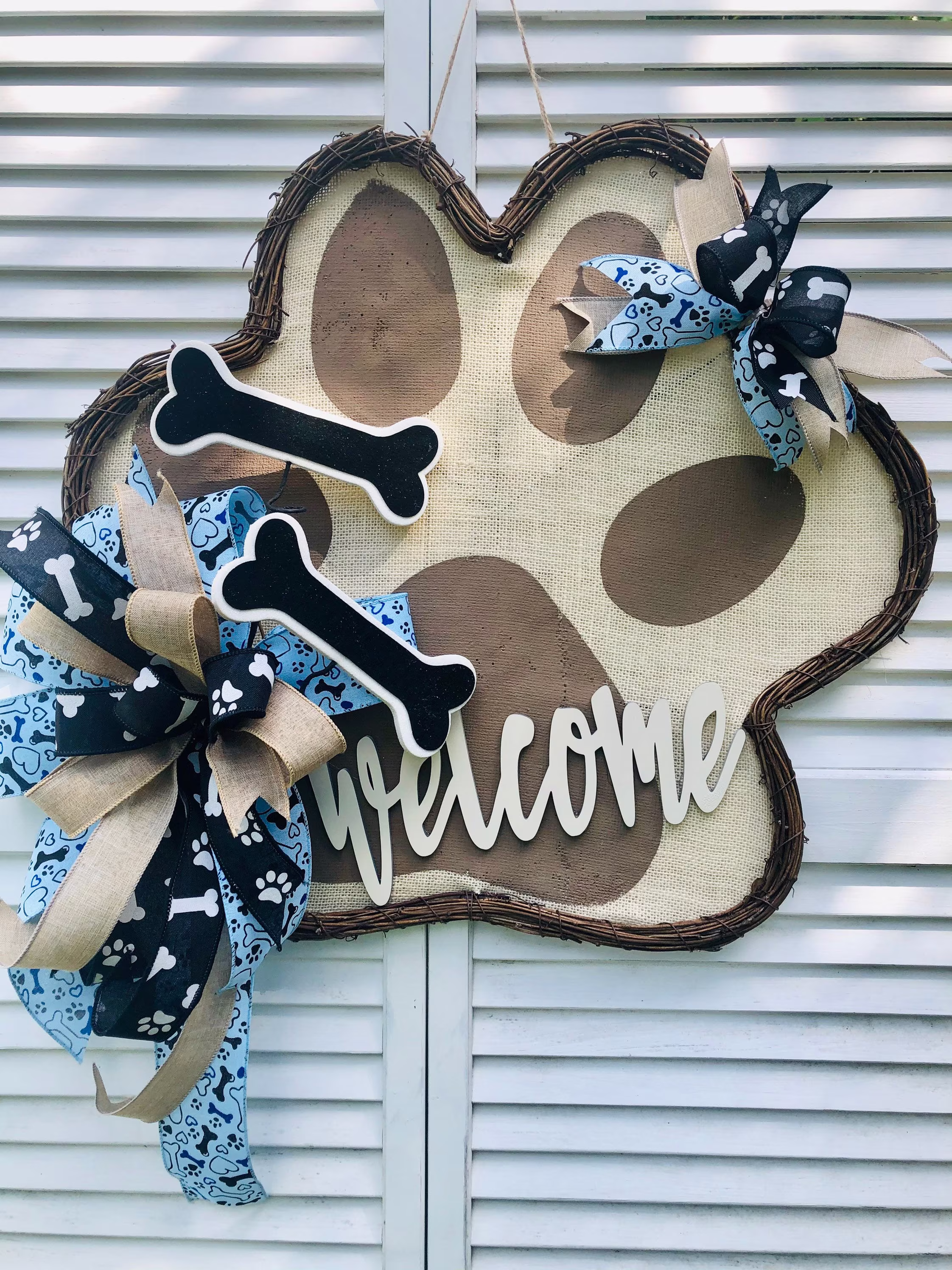 Dog Paw Wreath, Welcome All Season Pet Summer Father's Day, Housewarming, Gift, Free Shipping