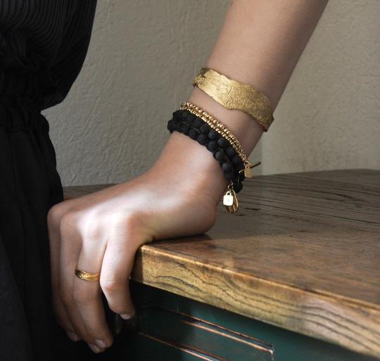 Gold Cuff Organic Artisan Handmade Bangle Bracelet By Hadas Shaham