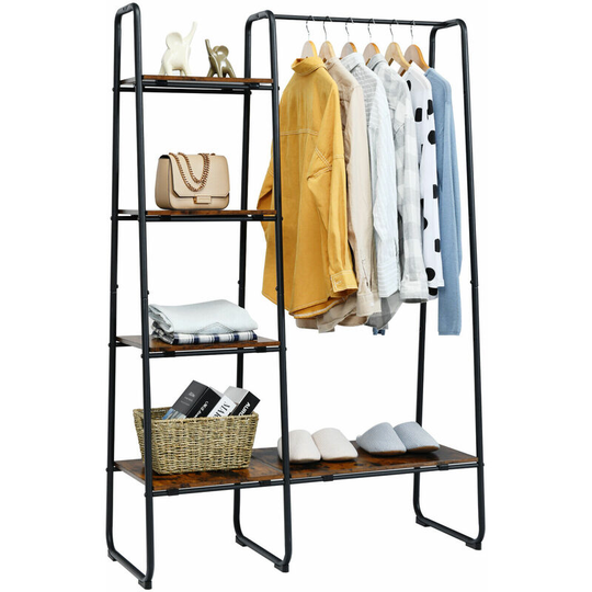 Metal Garment Rack 4-Tier Closet Storage Organizer Open Wardrobe Clothes Rail