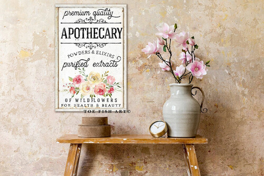 Apothecary Sign Modern Farmhouse Wall Decor Custom Family Art Gift For Her Rustic Distressed Fixer Upper Vintage Style Canvas Print