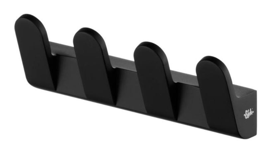 4-Hook Quad Hanger Wall Dressing-Gown Towel Bathroom Black Powder Coated Zamak