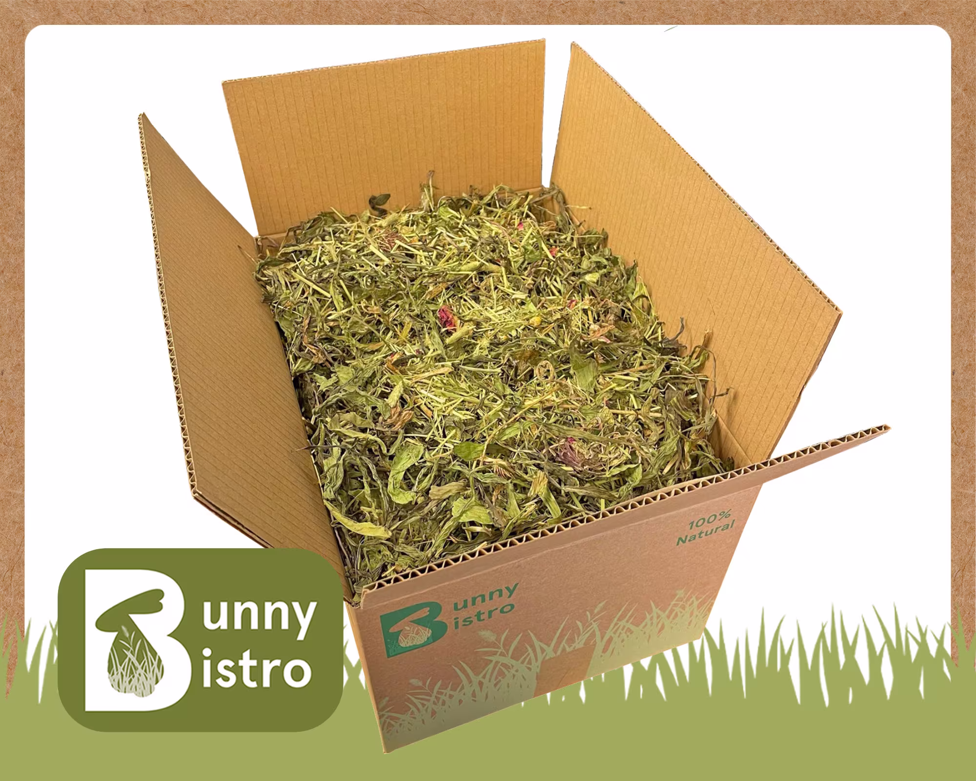 Bunny Bistro Botanical Hay Boxes - Natural Food Box For Rabbits, Guinea Pig