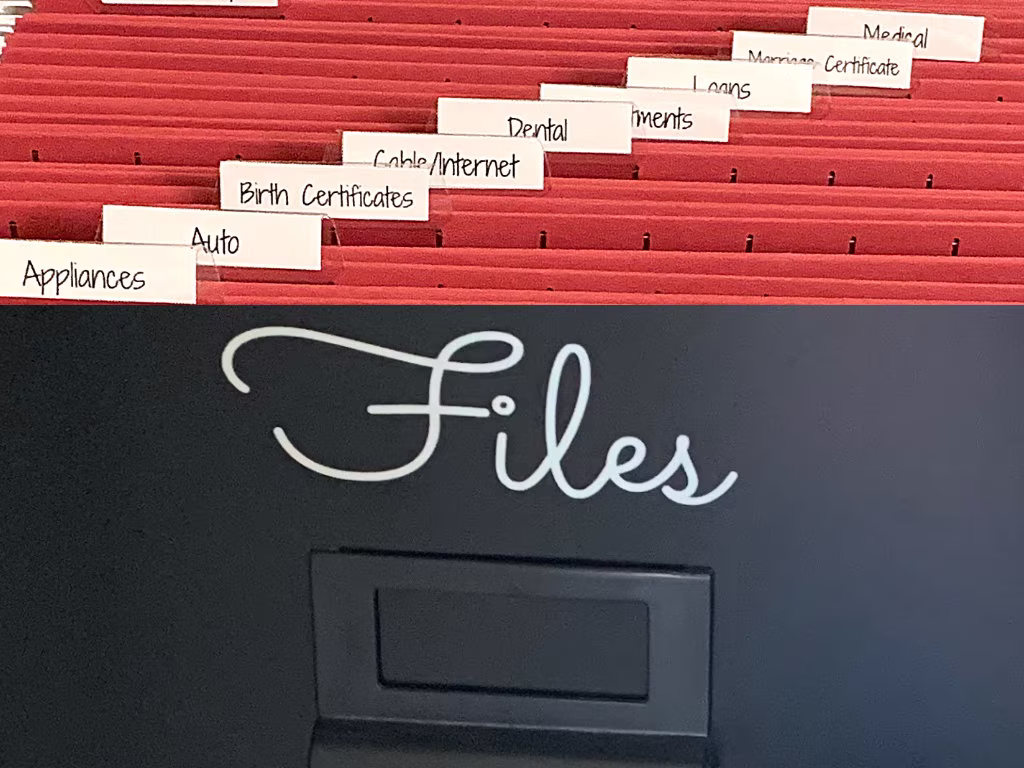 Home Documents Labels , Household Filing Decal File Cabinet Important Document Organizer Family Organization