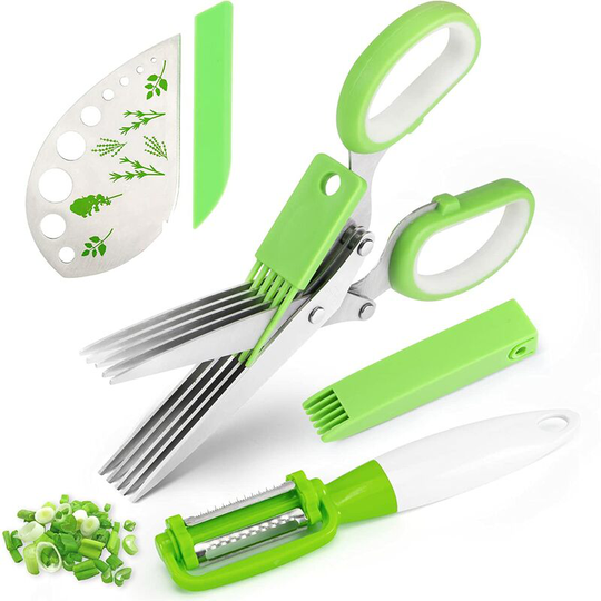 Potato Peelers for Kitchen, Stainless Steel 5 Blade Herb Scissors for Chard, Collard Greens etc.