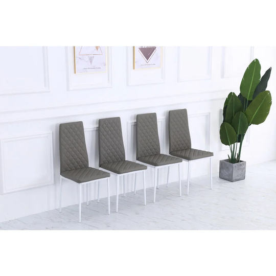 4 pieces of Grey Dining Chairs with Powder Coating legs Dining Room Furniture - grey - Roomee