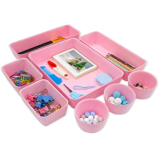 8 Pieces, Felt Drawer Organizer, Felt Storage System, Cosmetic Storage Divider, Felt Desk Organizer, Felt Organizers, Drawer Organizer. (Pink)